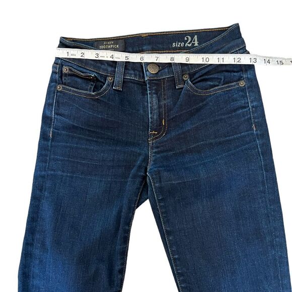 J CREW Toothpick Stretch Mid Rise Dark Wash Denim Jean 24 - Picture 7 of 11